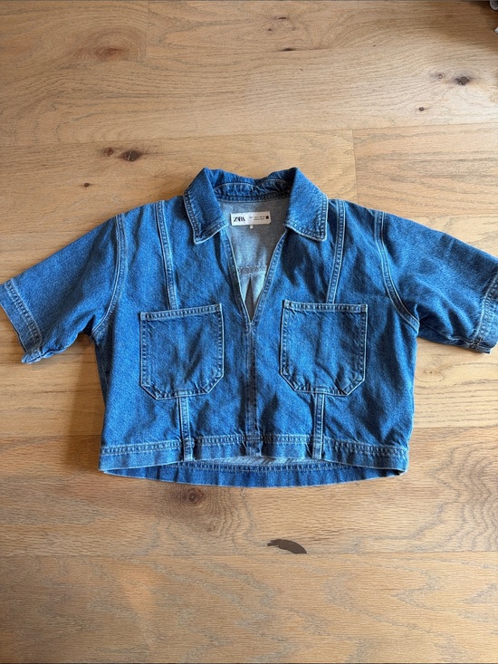 Zara Tops - Zara Denim Cropped Top S